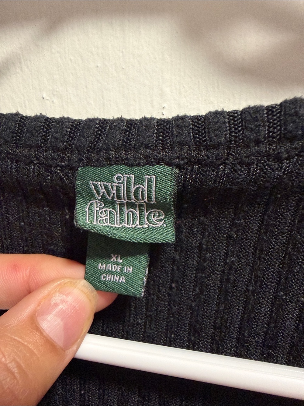 wild fable Black Ribbed Wrap-Front Long Sleeve Crop Top - Picture 2 of 3